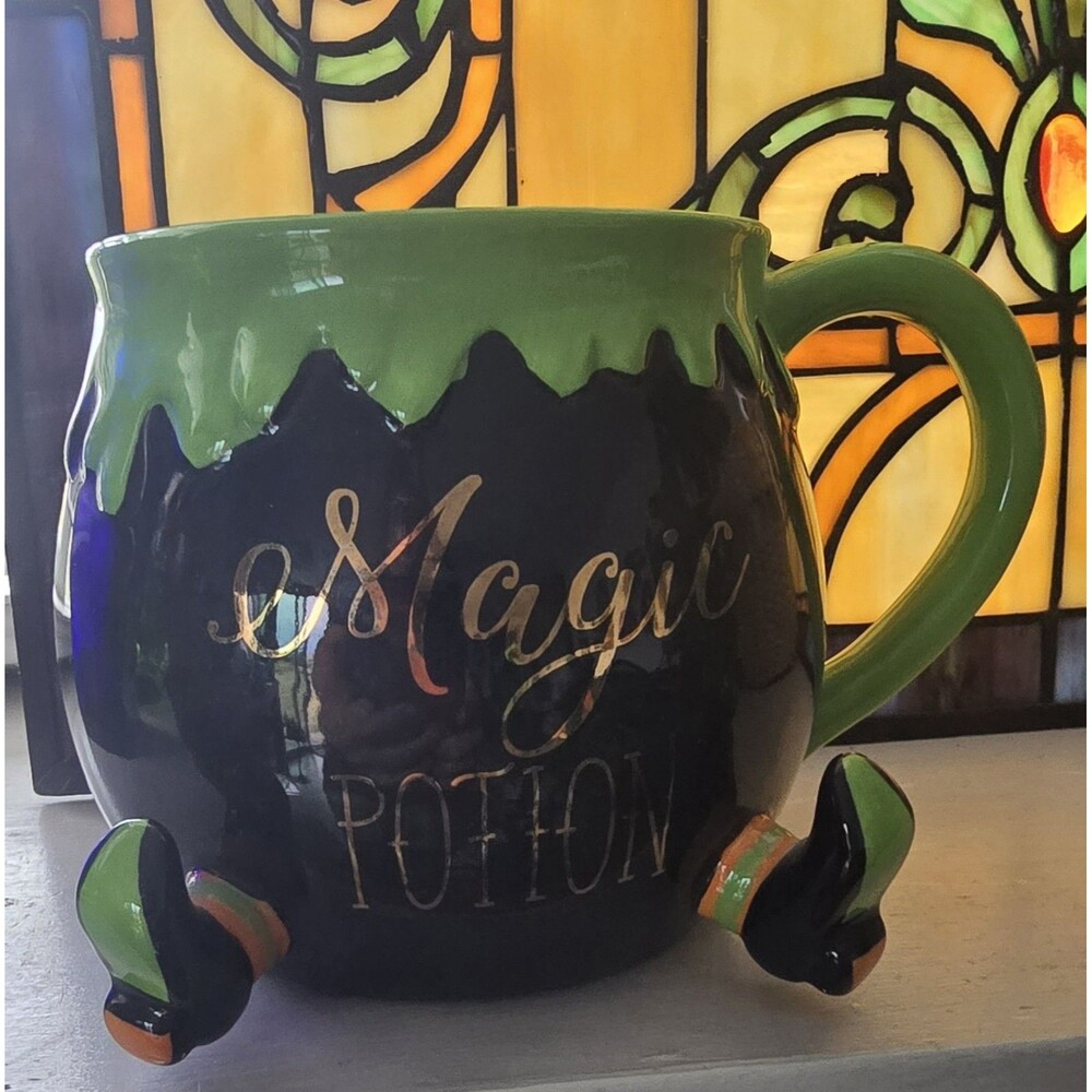 Halloween Witch Feet Coffee Mug Magic Potion  Decor Large Cauldron
